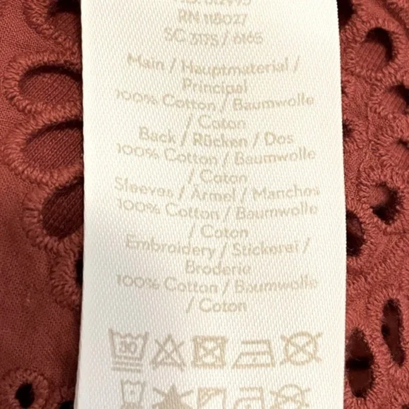 Boden Short Sleeve Rust Eyelet T-shirt, Size 8 - Picture 6 of 6